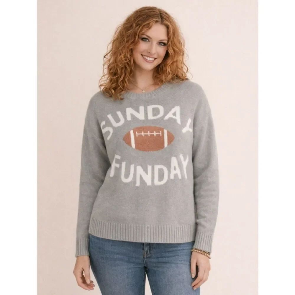 Moon & Madison Sunday Funday Gray Sweater with Football